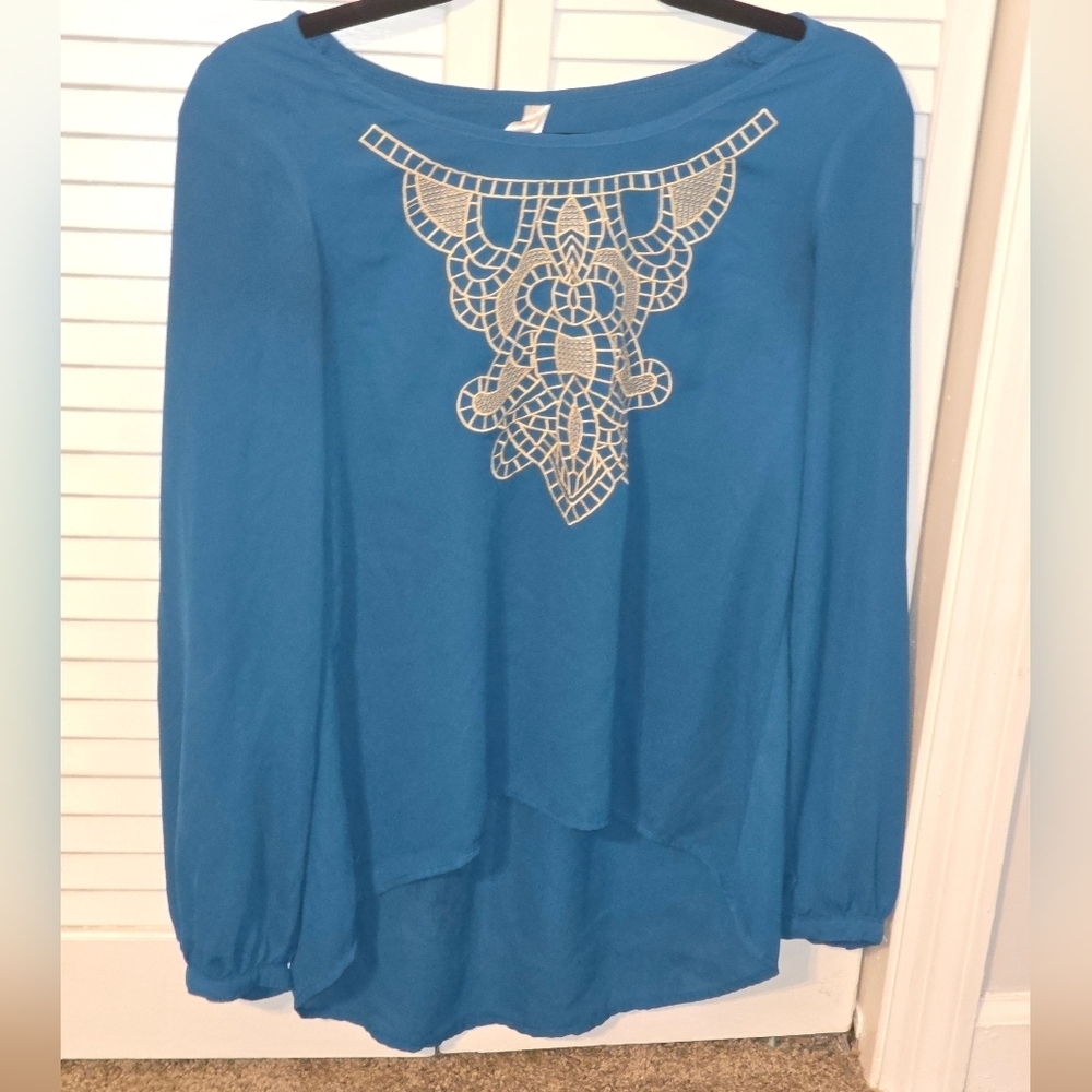 XHILIRATION WOMENS PETITE BOHO BLOUSE SIZE SMALL NWOT